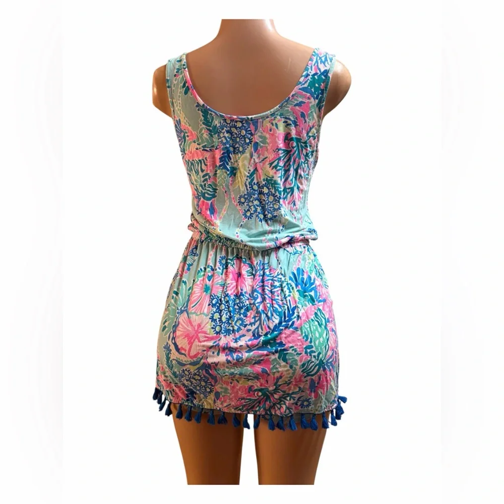 Lilly Pulitzer Jarrett Sleeveless Romper Dress Jumpsuit Tassels - Picture 3 of 5